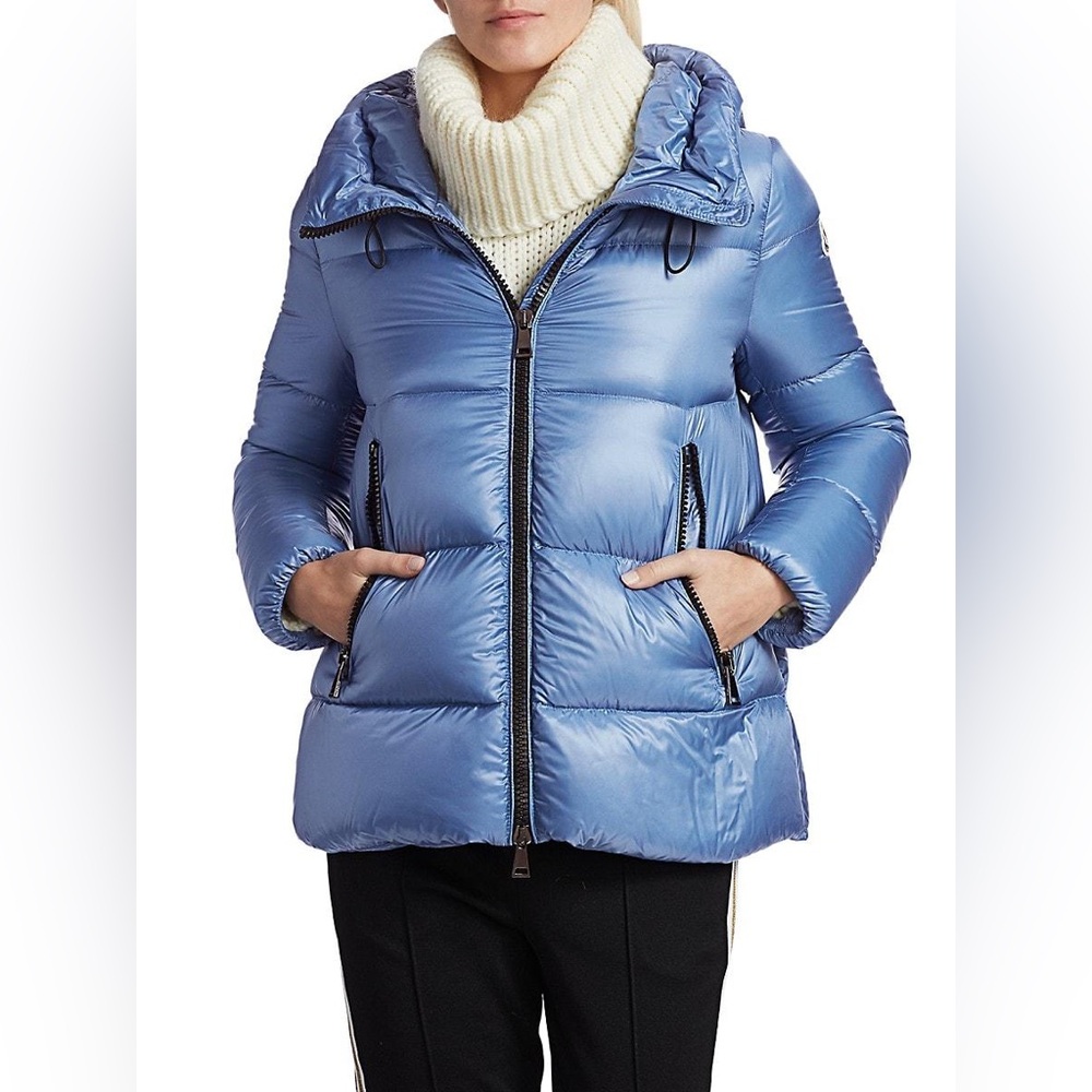 Moncler Serrite blue puffer jacket coat hooded outerwear AUTHENTIC ⭐️siz3/large - Picture 5 of 17